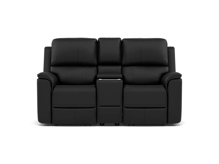 Flexsteel Hank Leather Fully Loaded Zero Gravity Console Reclining Loveseat